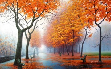  photos Works - Path under Autumn Trees Landscape Painting from Photos to Art